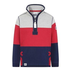 Lazy Jacks Boys Striped Half Zip Sweatshirt / Rouge